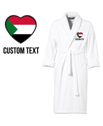 Sudan Flag Heart Shape Embroidery Logo with Custom Text Embroidered Bathrobes